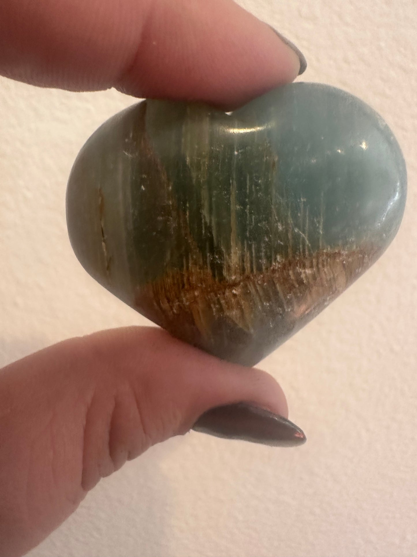 Blue Onyx Heart Carving