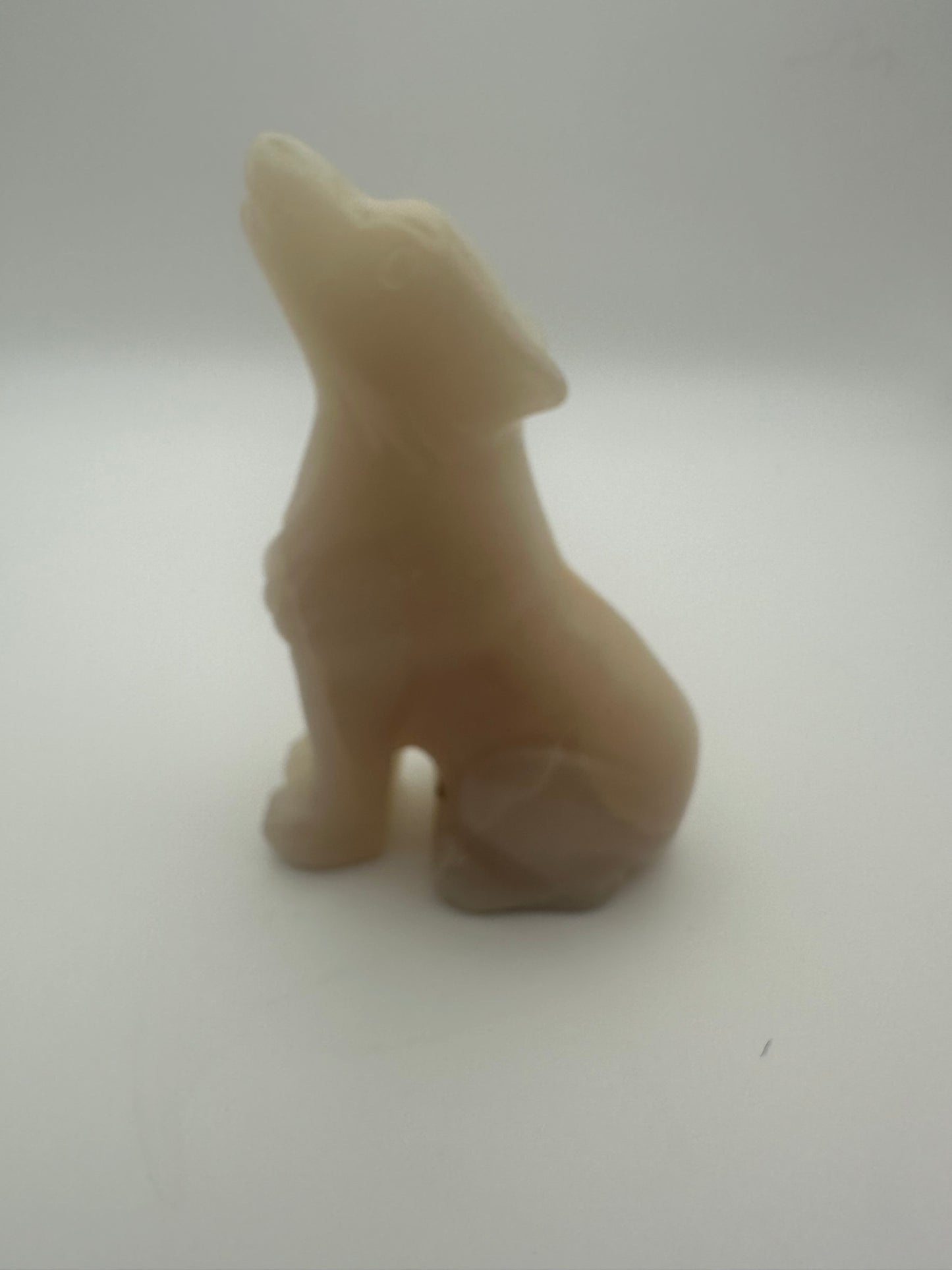 Calcite Wolf Carving