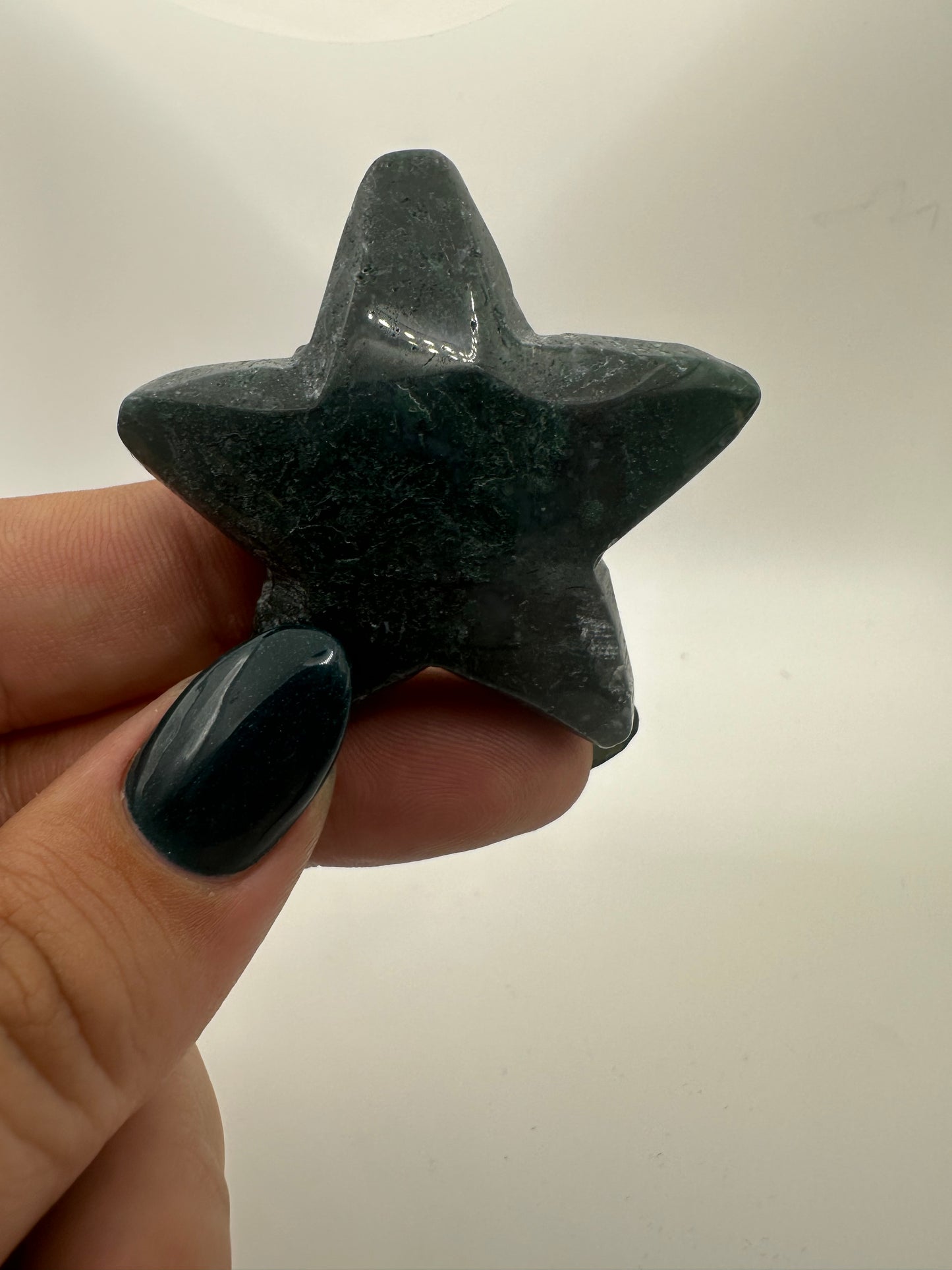 Moss Agate Star Carving