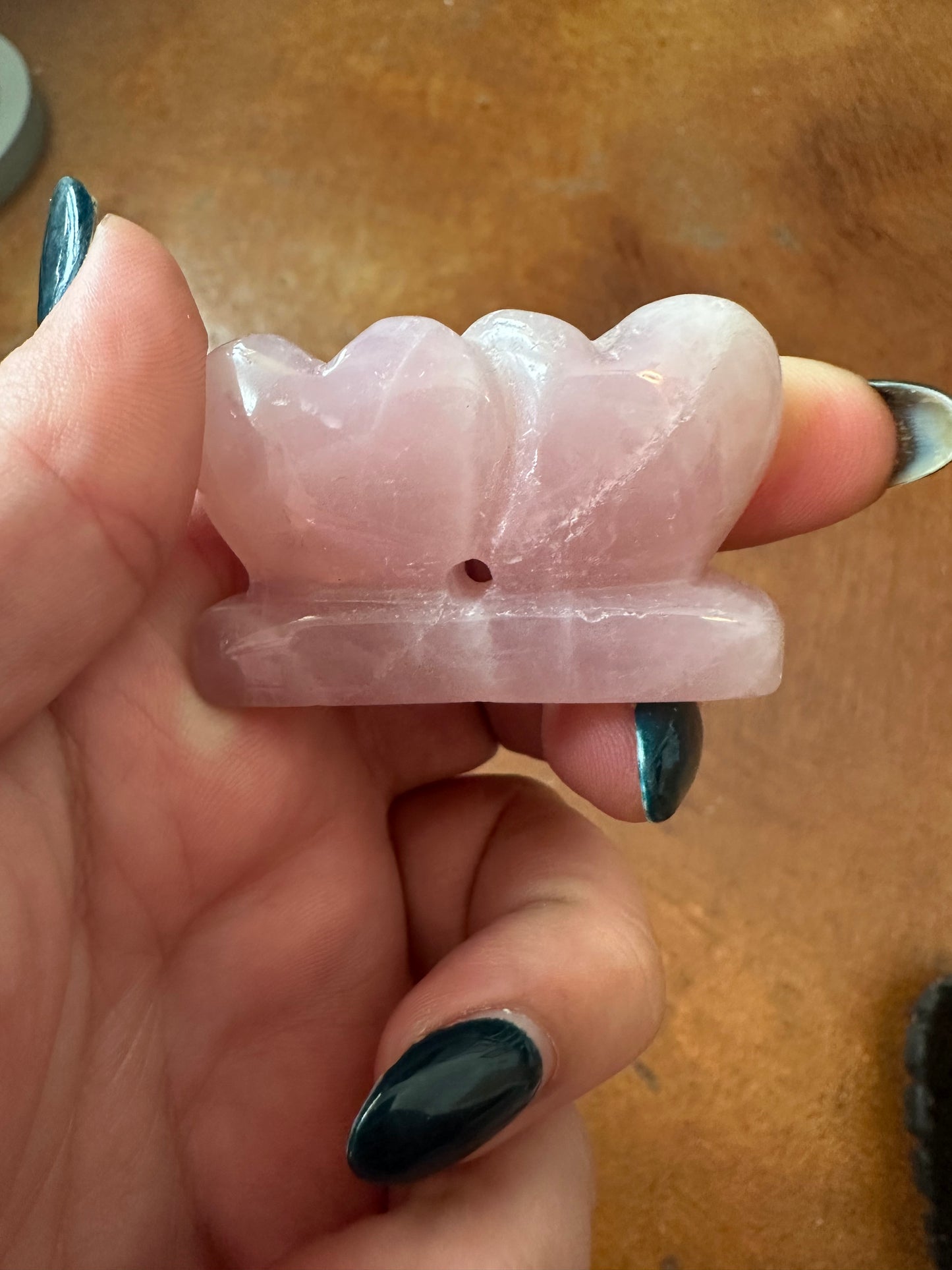Rose Quartz Double Heart Carving