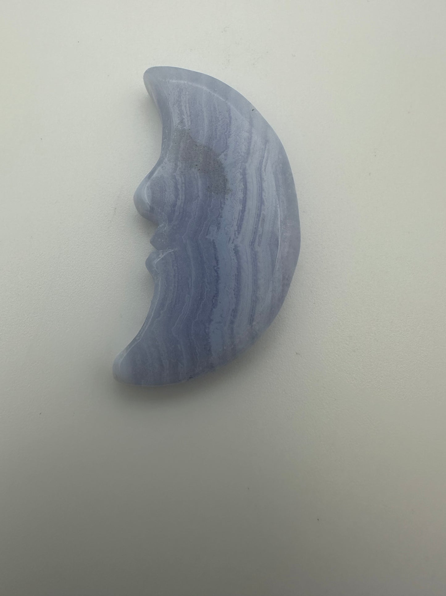 Blue Lace Agate Moon Carving