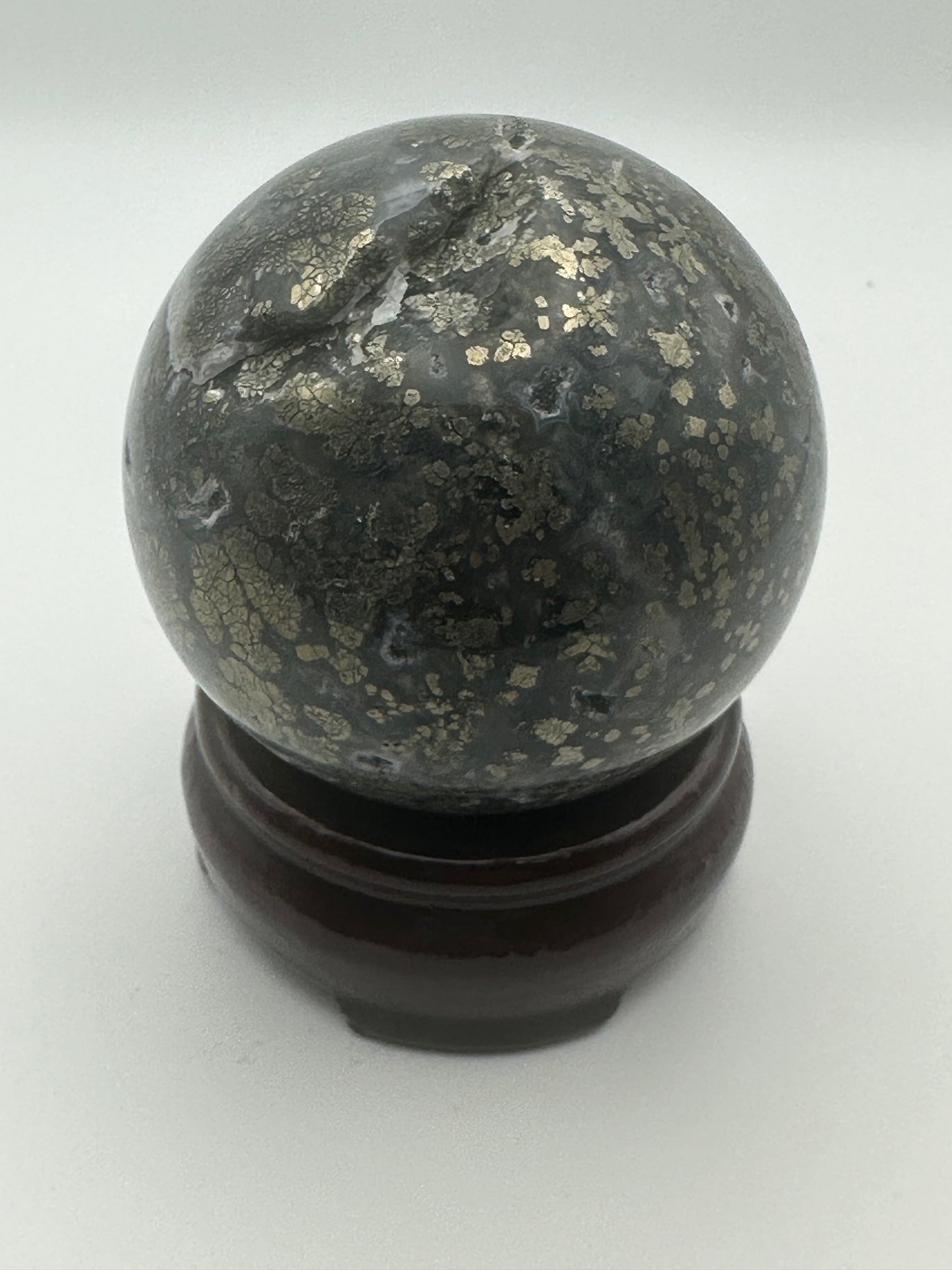 Moss Agate with Pyrite Sphere