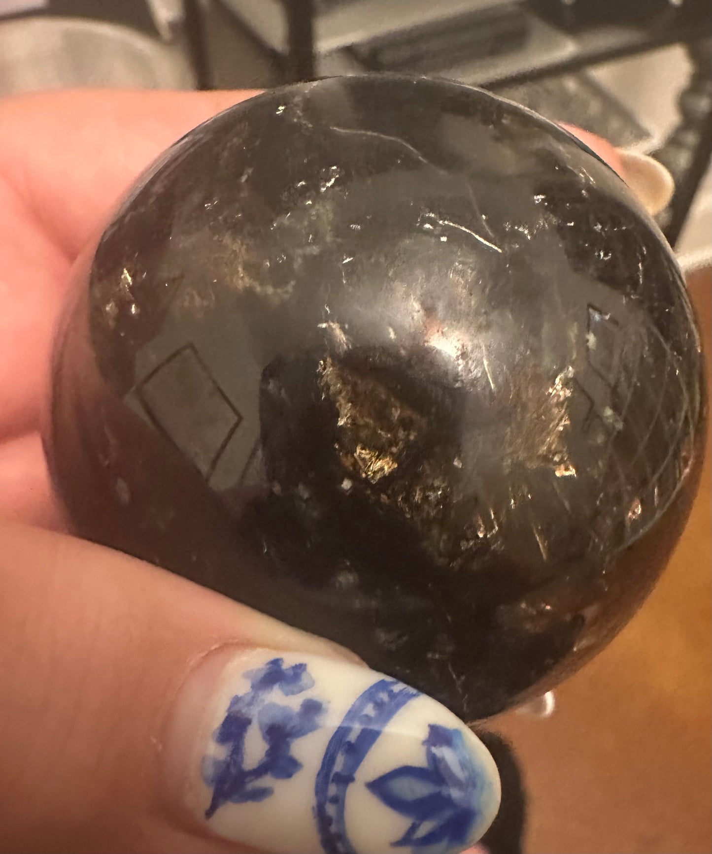 Large Black/Dark Green Gold Mica Sphere