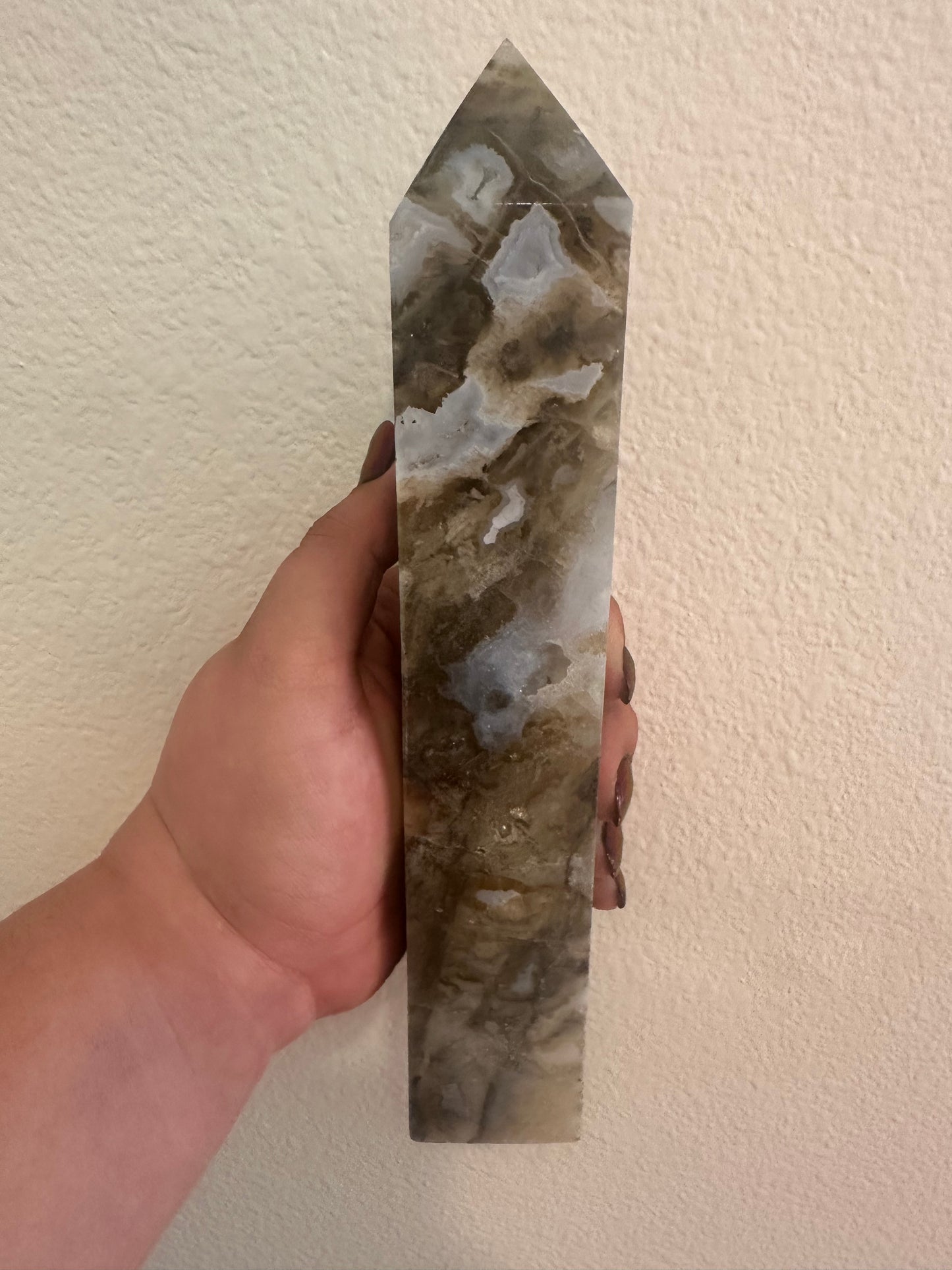 XL Yellow Moss Agate Tower