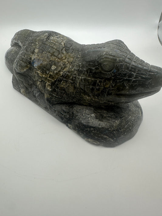 Large Labradorite Alligator Carving