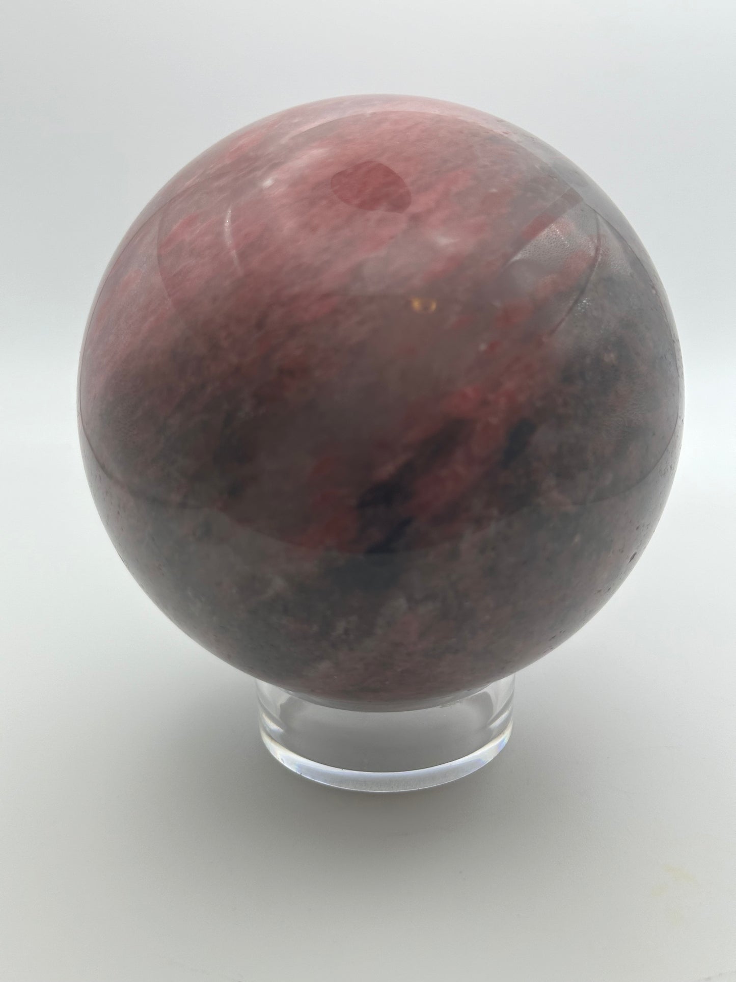 Rhodonite in Quartz Sphere