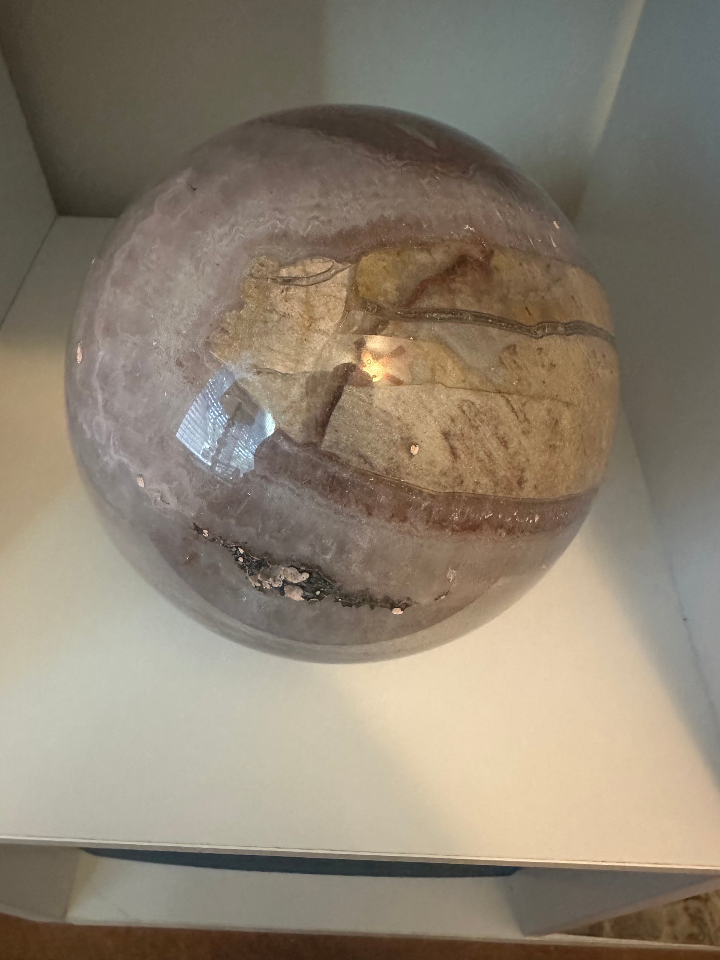 Huge Mexican Crazy Lace Agate/Amethyst Statement Sphere