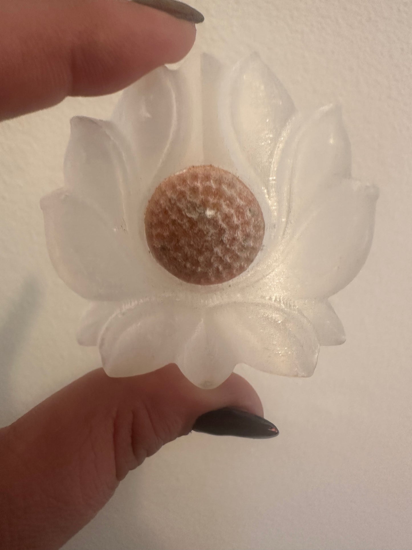 Selenite Flower Carving