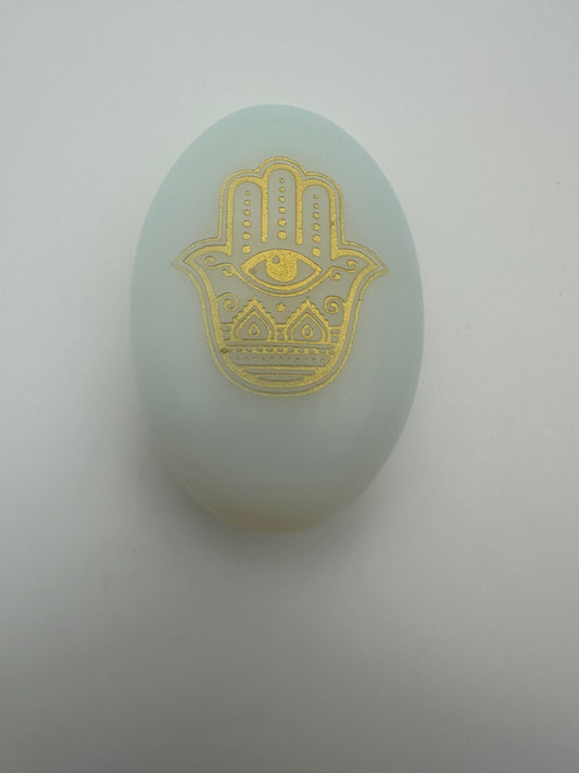 Opalite Hamsa Palm Stone