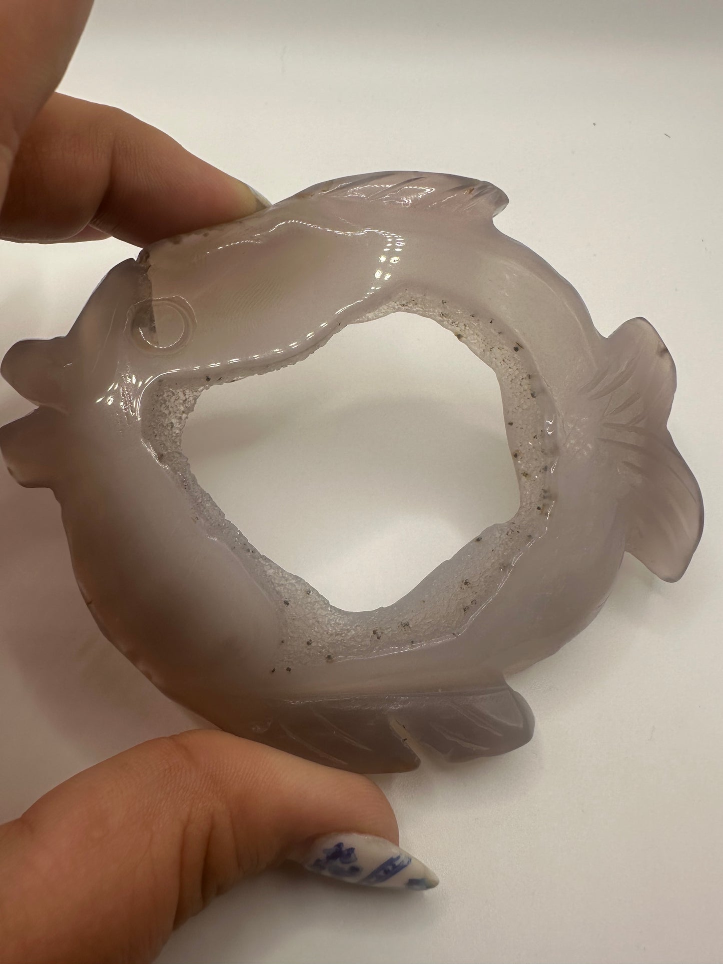 Druzy Agate Fish Carving