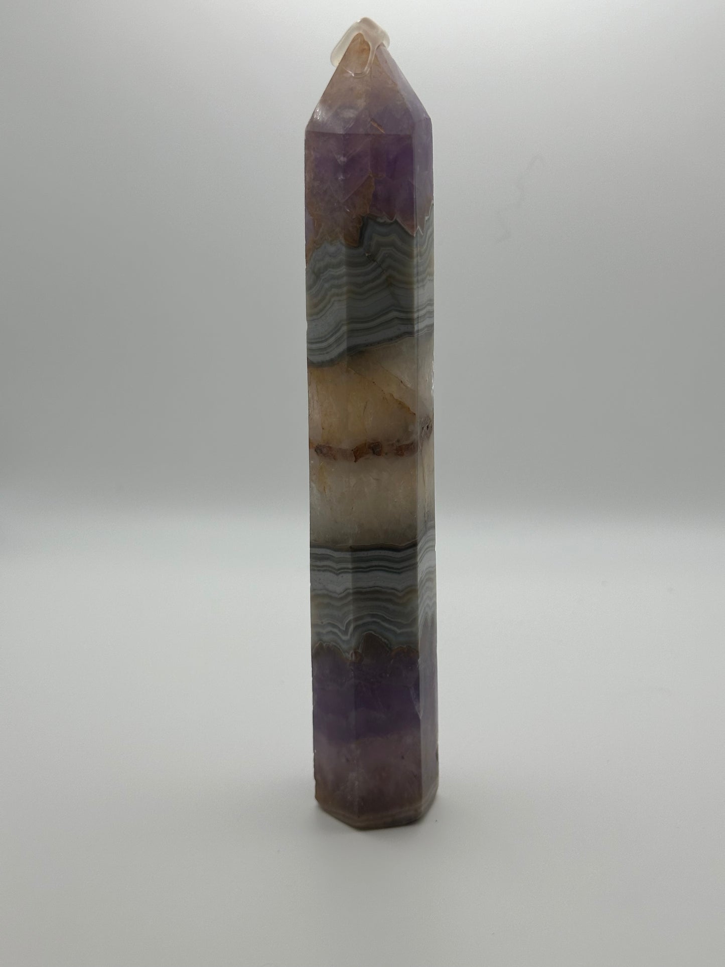 Mexican Crazy Lace Agate/Amethyst Tower
