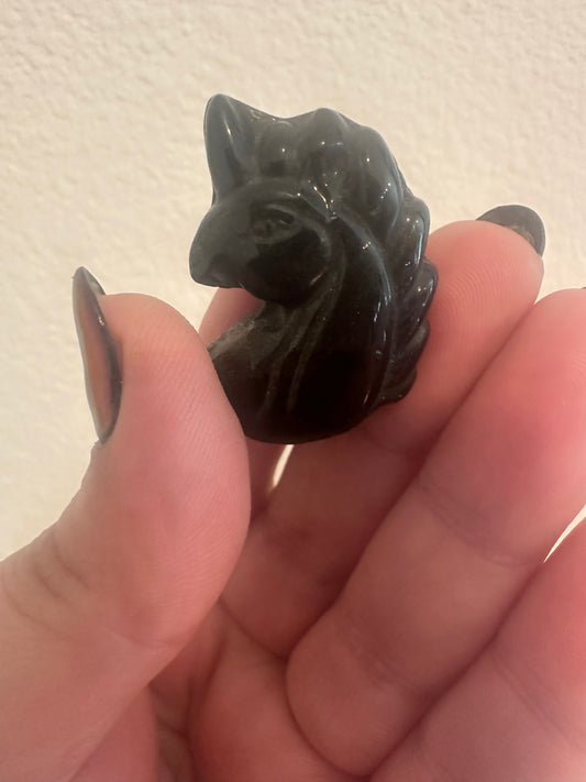 Mini Golden Obsidian Unicorn Carving