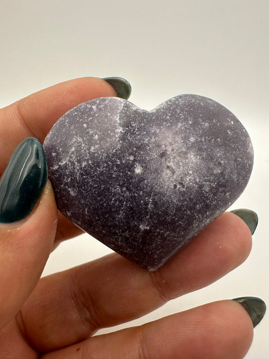 Lepidolite Heart Carving