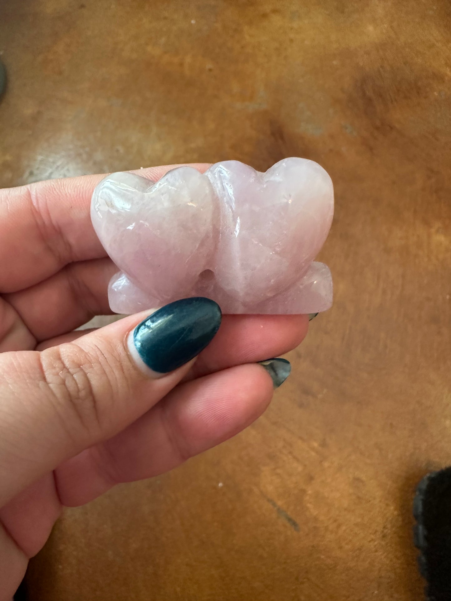 Rose Quartz Double Heart Carving