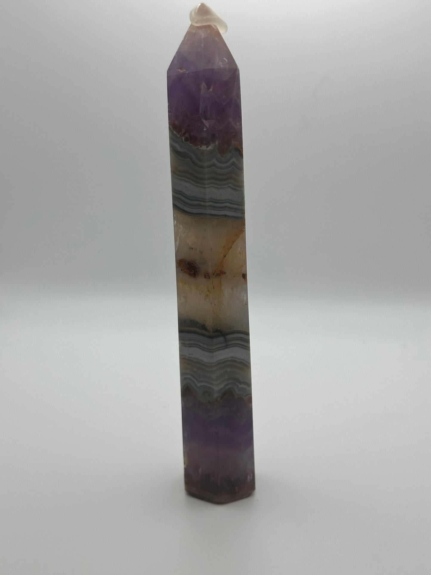 Mexican Crazy Lace Agate/Amethyst Tower