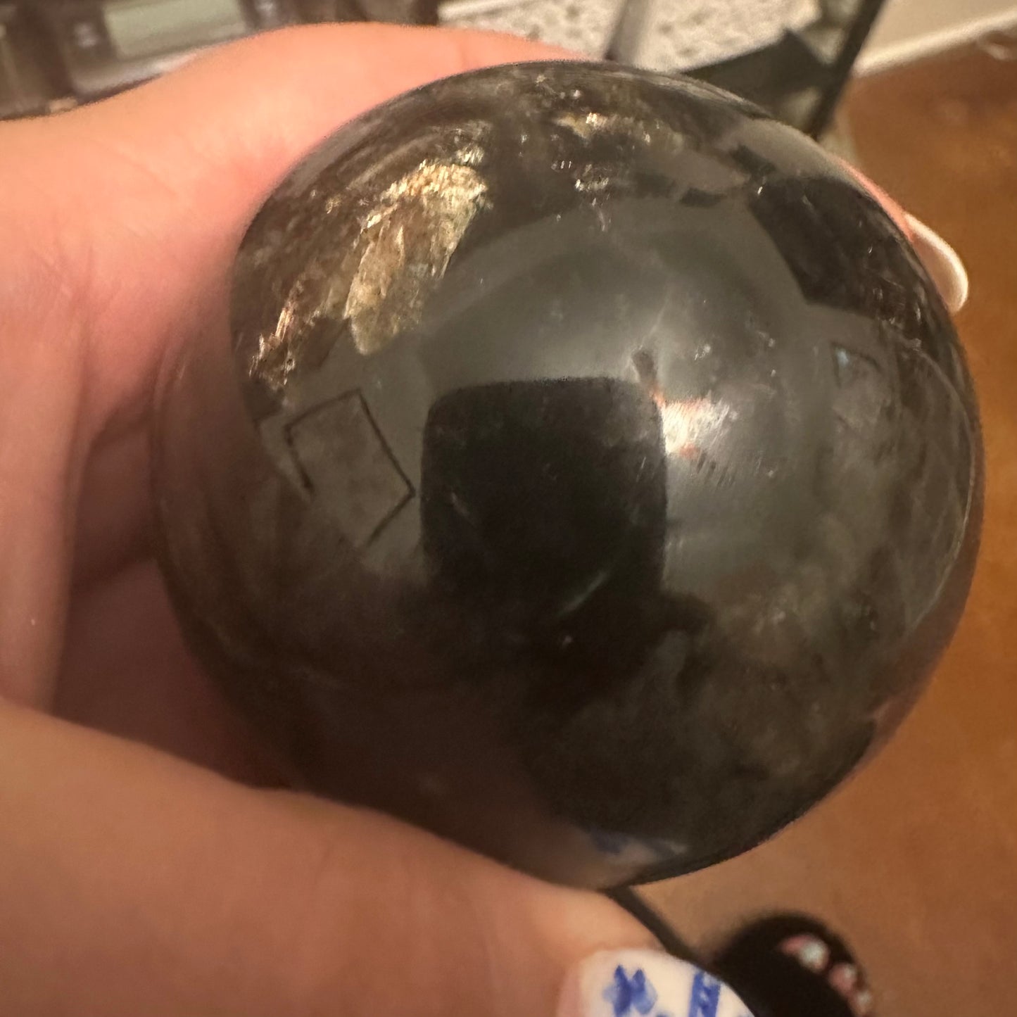 Large Black/Dark Green Gold Mica Sphere