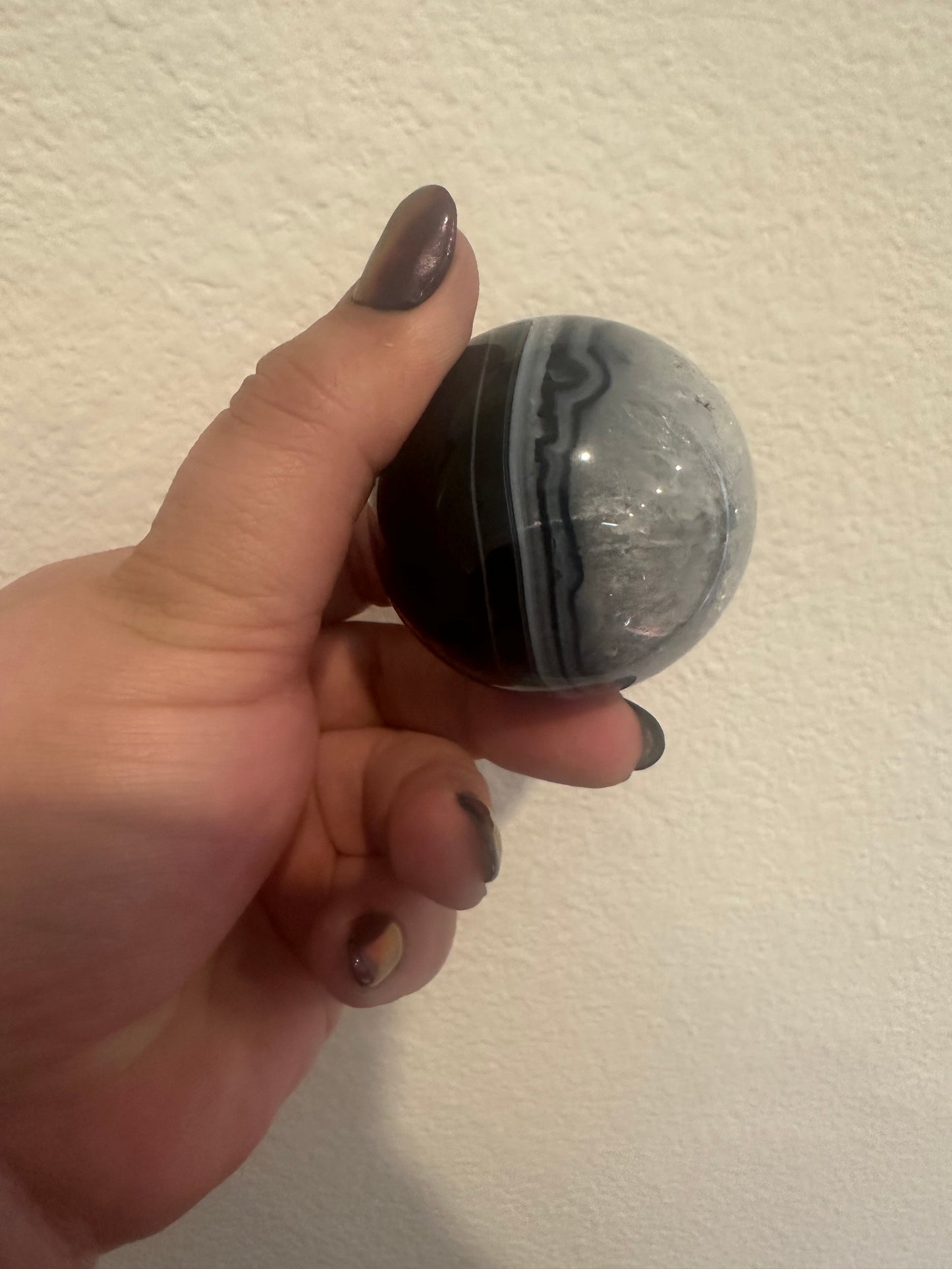 Black Sardonyx in Quartz Sphere