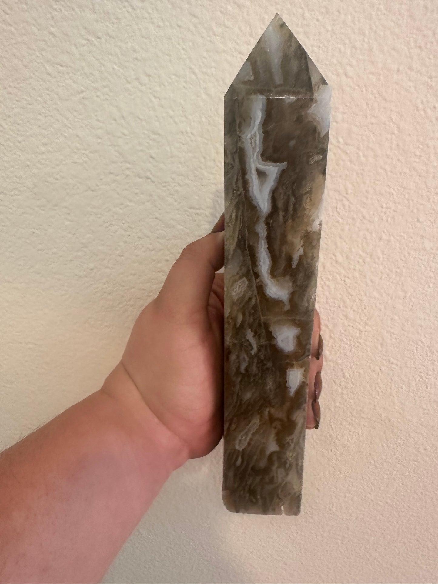 XL Yellow Moss Agate Tower