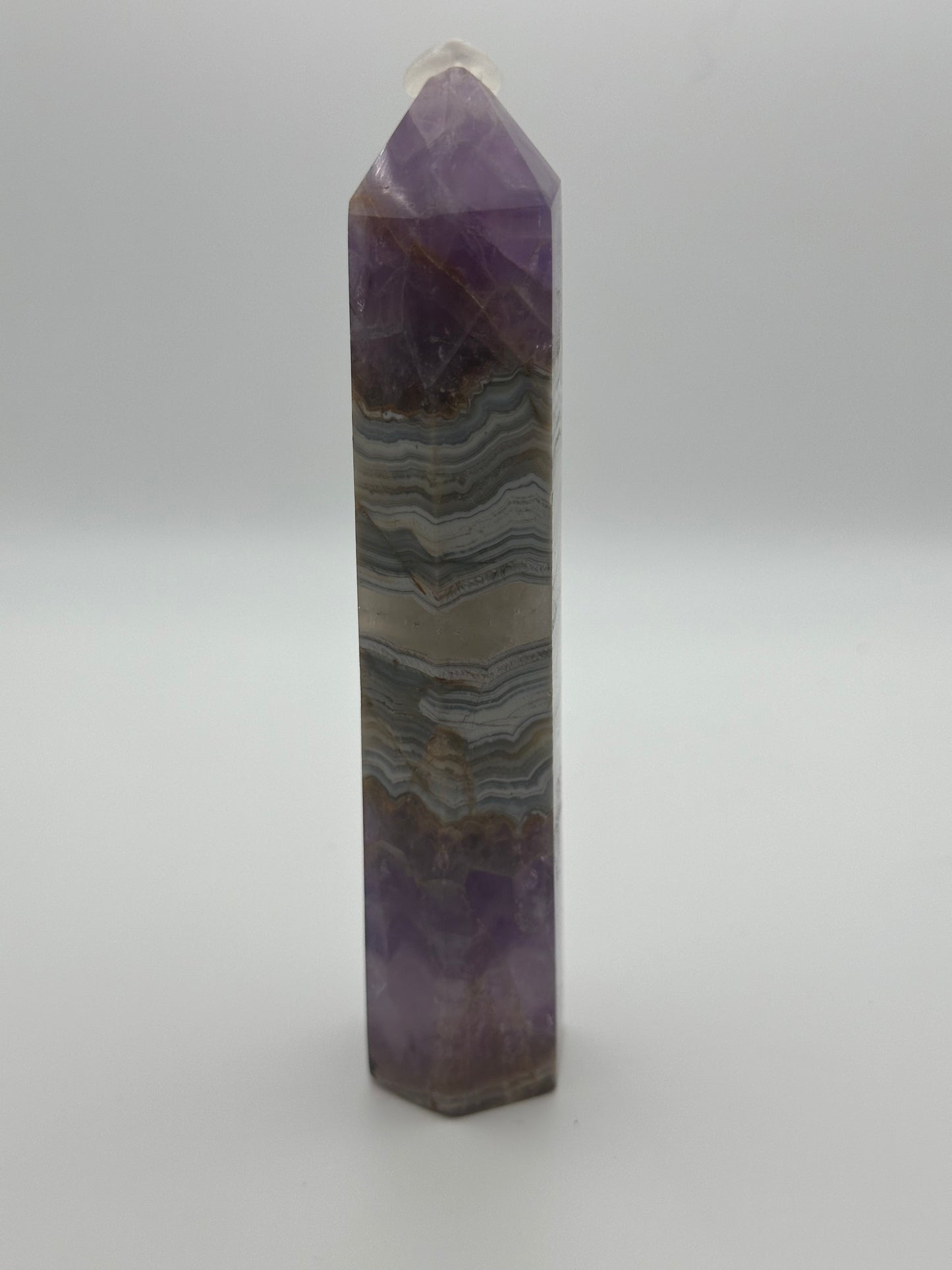 Mexican Crazy Lace Agate/Amethyst Tower