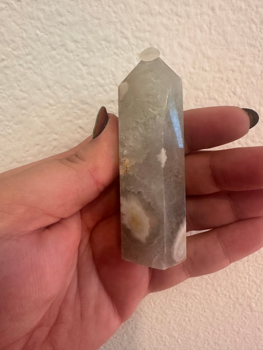 Green Amethyst Flower Agate Point