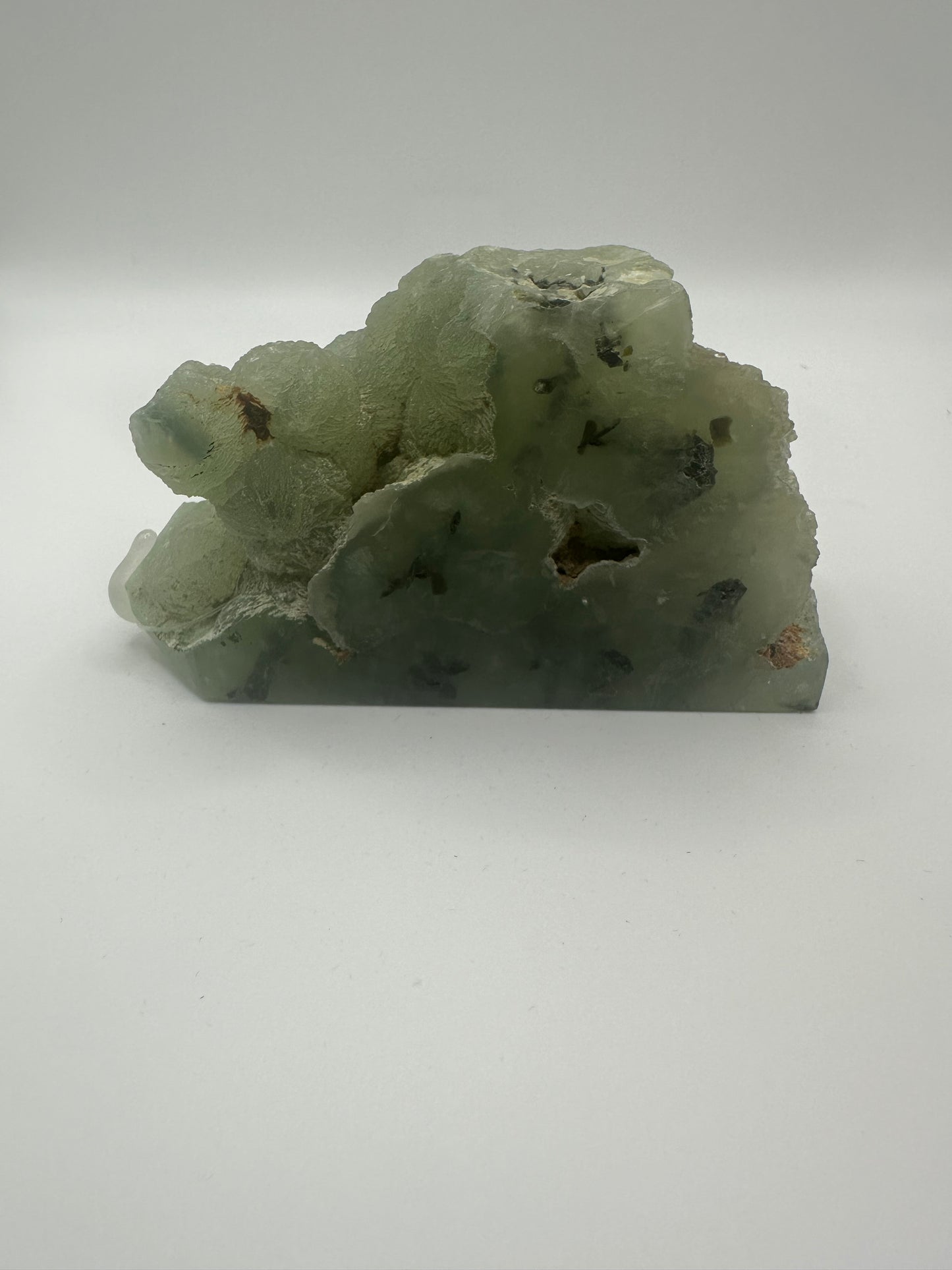 Prehnite Half Polished Half Raw Crystal Tower