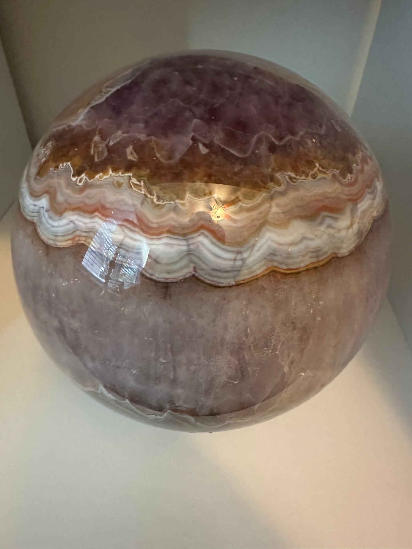 Huge Mexican Crazy Lace Agate/Amethyst Statement Sphere