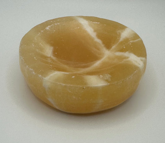 Orange Calcite Ring Bowl or Sphere Stand