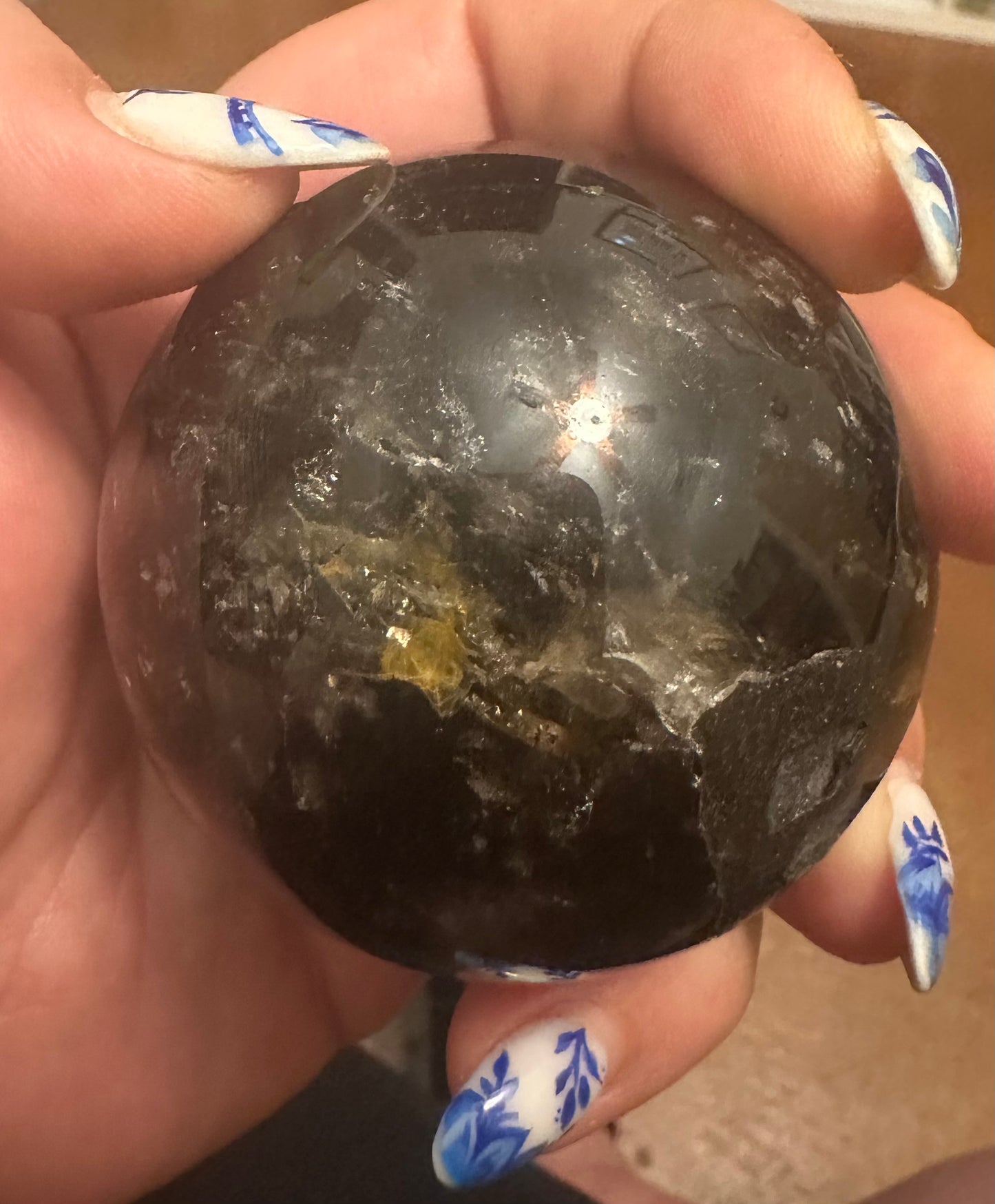 Large Black/ Dark Green Gold Mica Sphere