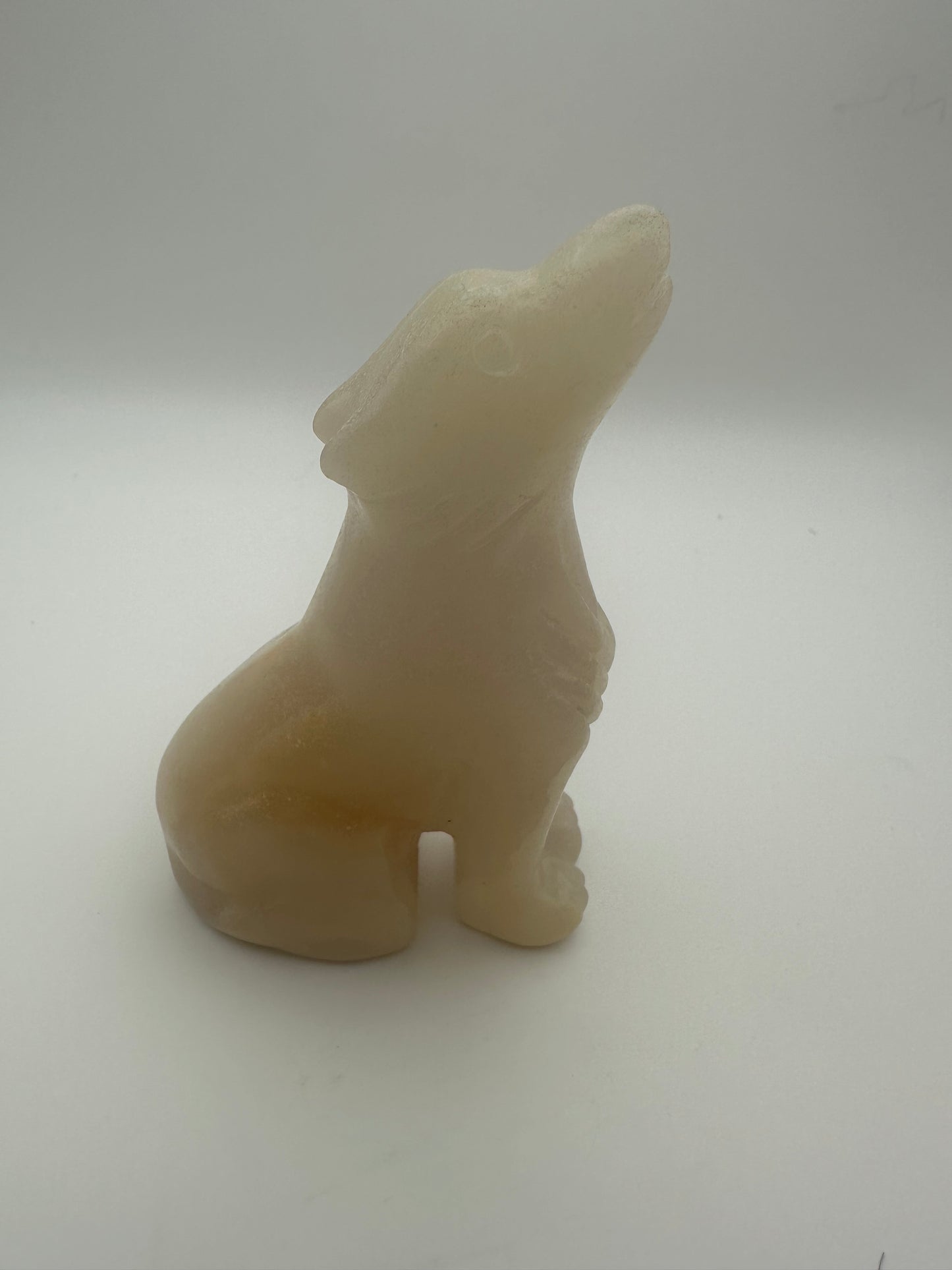 Calcite Wolf Carving