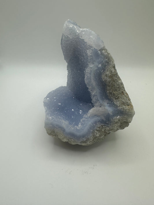Banded Sugar Druzy Blue Lace Agate Geode Cave