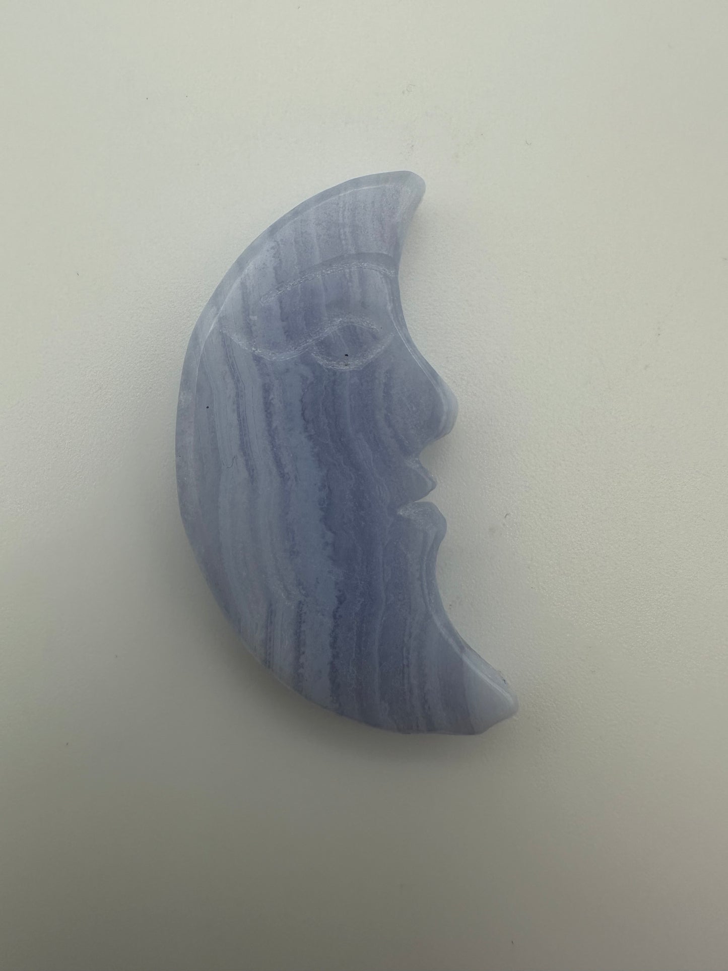 Blue Lace Agate Moon Carving