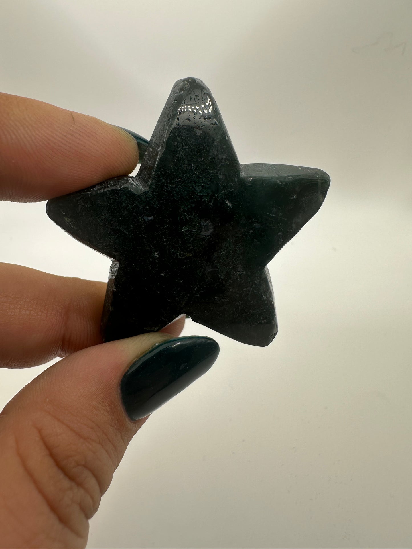 Moss Agate Star Carving