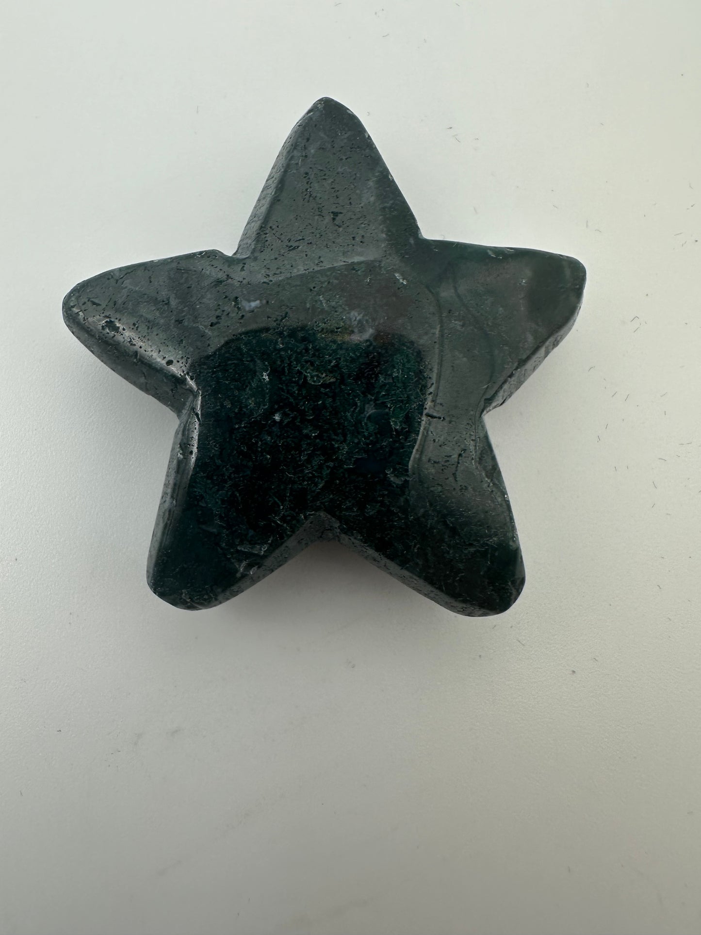 Moss Agate Star Carving
