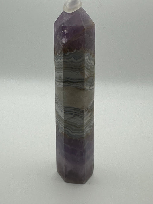 Mexican Crazy Lace Agate/Amethyst Tower